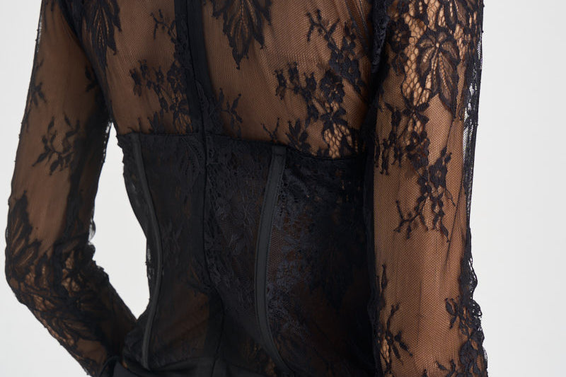 Body donna con corsetto in pizzo nero 2613BU NERO ACTUALEE 