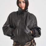 Giacca donna in pelle marrone scuro 700 MORO ACTUALEE 