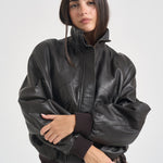 Giacca donna in pelle marrone scuro 700 MORO ACTUALEE 