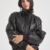 Giacca donna in pelle marrone scuro 700 MORO ACTUALEE 