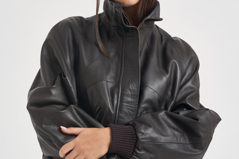 Giacca donna in pelle marrone scuro 700 MORO ACTUALEE 