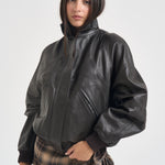 Giacca donna in pelle marrone scuro 700 MORO ACTUALEE 