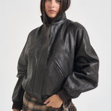 Giacca donna in pelle marrone scuro 700 MORO ACTUALEE 