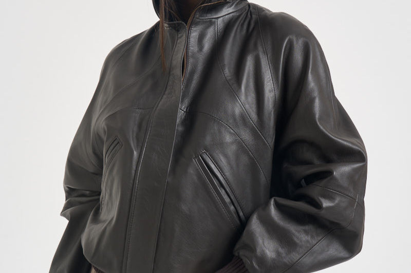 Giacca donna in pelle marrone scuro 700 MORO ACTUALEE 