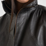 Giacca donna in pelle marrone scuro 700 MORO ACTUALEE 