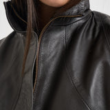 Giacca donna in pelle marrone scuro 700 MORO ACTUALEE 
