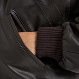 Giacca donna in pelle marrone scuro 700 MORO ACTUALEE 