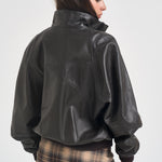 Giacca donna in pelle marrone scuro 700 MORO ACTUALEE 