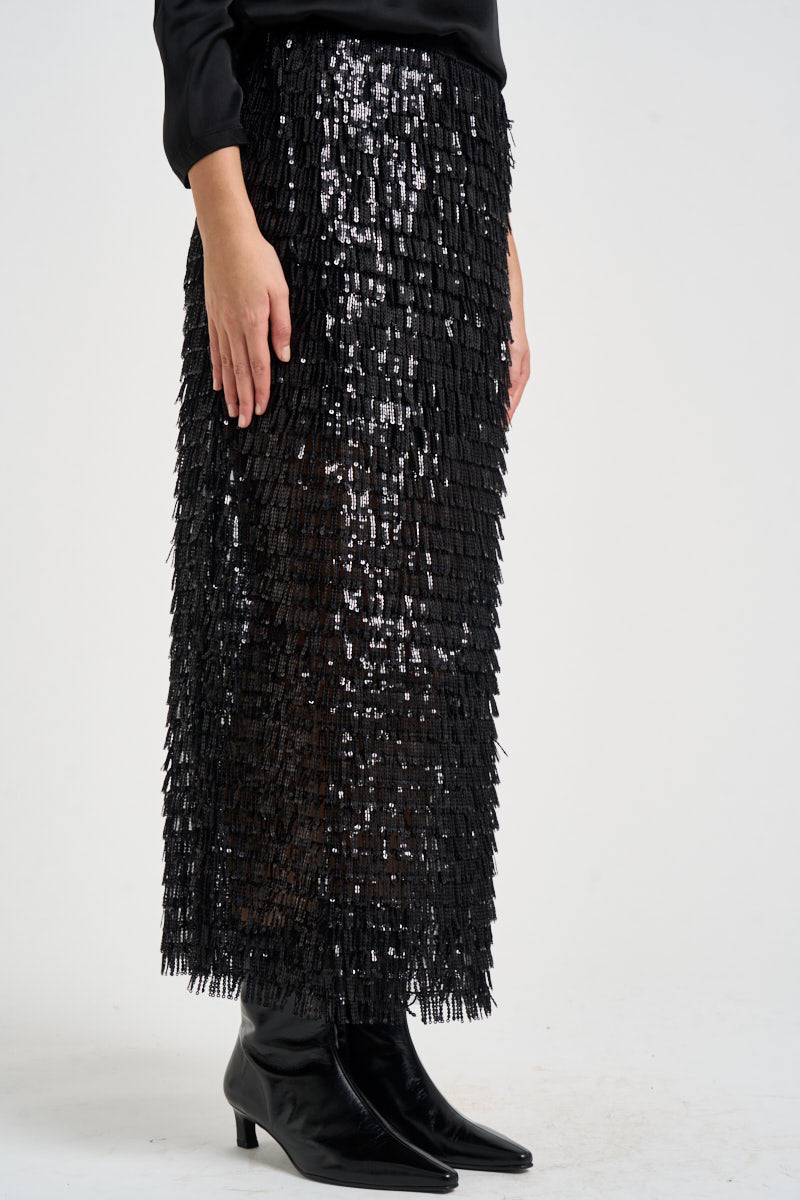 Gonna donna lunga con paillettes nera CY149 NERO ACTUALEE 