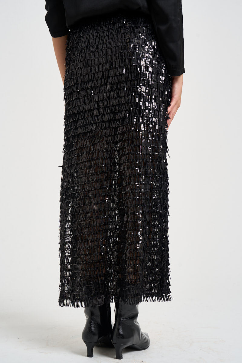 Gonna donna lunga con paillettes nera CY149 NERO ACTUALEE 