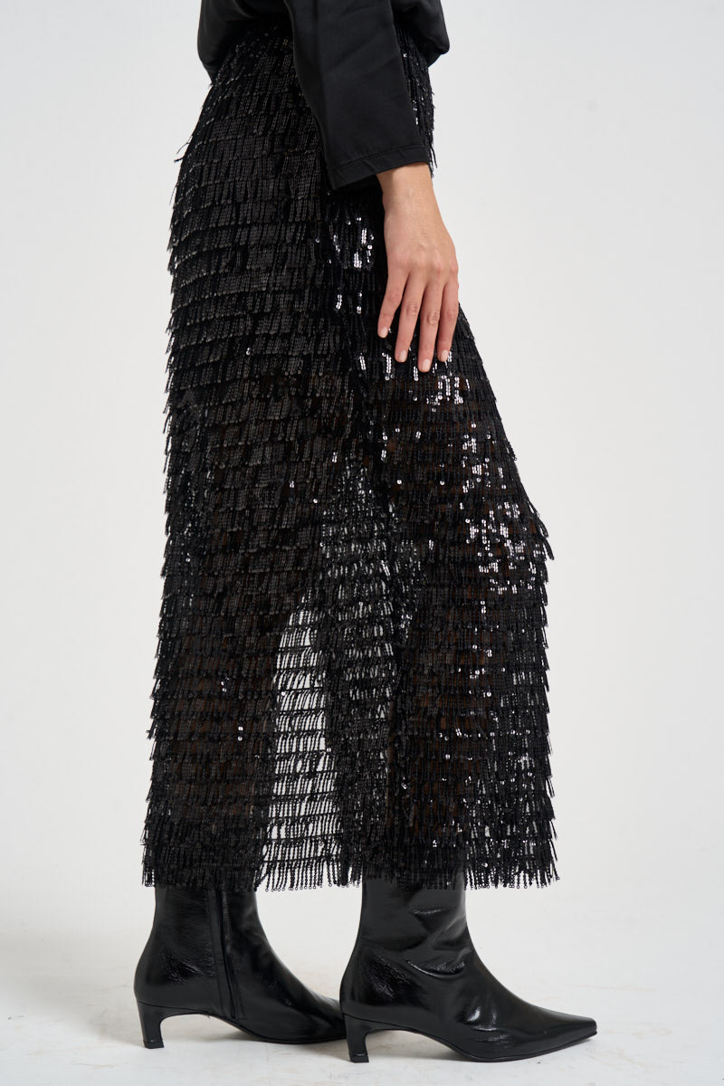 Gonna donna lunga con paillettes nera CY149 NERO ACTUALEE 