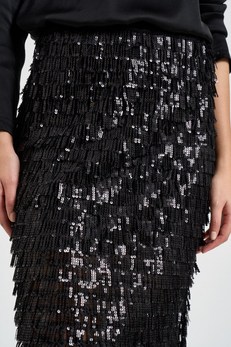 Gonna donna lunga con paillettes nera CY149 NERO ACTUALEE 