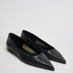 Ballerina donna Cassy Mini in pelle animalier nera FL0113073030 MOSS AEYDE 