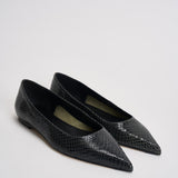 Ballerina donna Cassy Mini in pelle animalier nera FL0113073030 MOSS AEYDE 