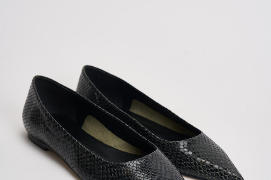 Ballerina donna Cassy Mini in pelle animalier nera FL0113073030 MOSS AEYDE 