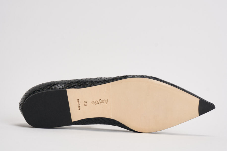 Ballerina donna Cassy Mini in pelle animalier nera FL0113073030 MOSS AEYDE 