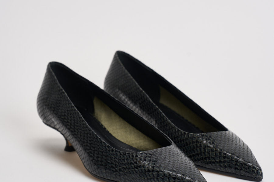 Décolleté donna Cari Mini in pelle animalier nera PU0667073030 MOSS AEYDE 