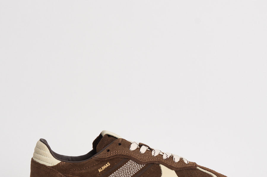 Sneakers donna in suede marrone e panna S100471 71 ALOHAS 