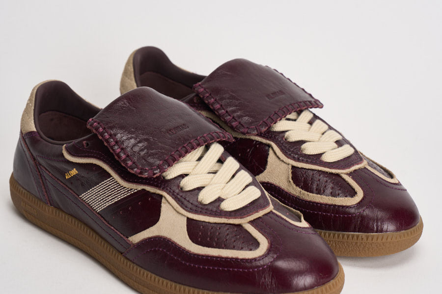 Sneakers donna stile vintage in pelle bordeaux e S100829 05 ALOHAS 