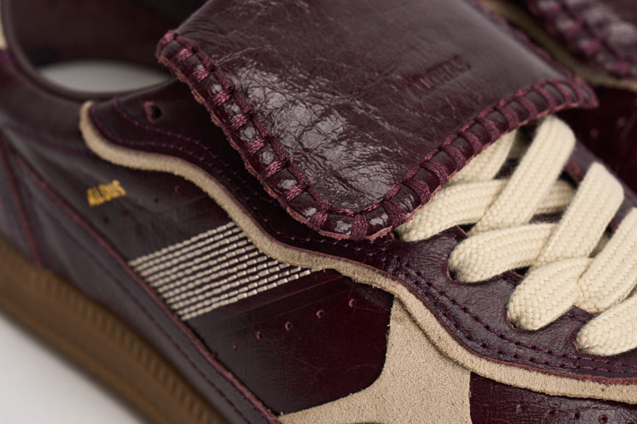 Sneakers donna stile vintage in pelle bordeaux e S100829 05 ALOHAS 