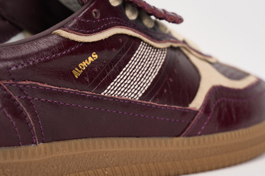 Sneakers donna stile vintage in pelle bordeaux e S100829 05 ALOHAS 