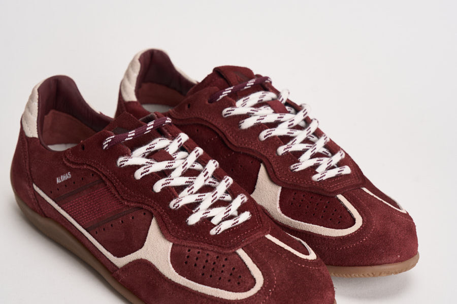 Sneakers donna in suede bordeaux e panna S101114 11 ALOHAS 