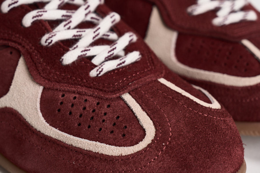 Sneakers donna in suede bordeaux e panna S101114 11 ALOHAS 