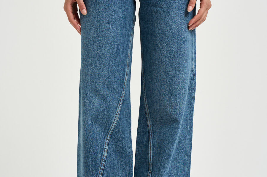 Jeans donna Brie jean wide leg denim blu 12916 WHD94 ANINE BING 