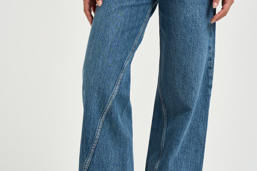Jeans donna Brie jean wide leg denim blu 12916 WHD94 ANINE BING 