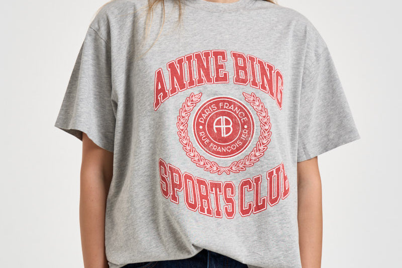 T-shirt donna Cade Tee collegiate girocollo grigia 12981 GRY1 ANINE BING 