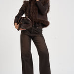 Gilet donna Sando con ricami marrone scuro SANDO1GIL CHOCOLAT ANTIK BATIK 