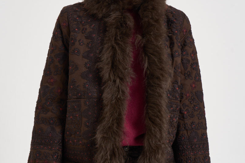 Giacca donna Sando con ricami marrone scuro SANDO1JKT CHOCOLAT ANTIK BATIK 