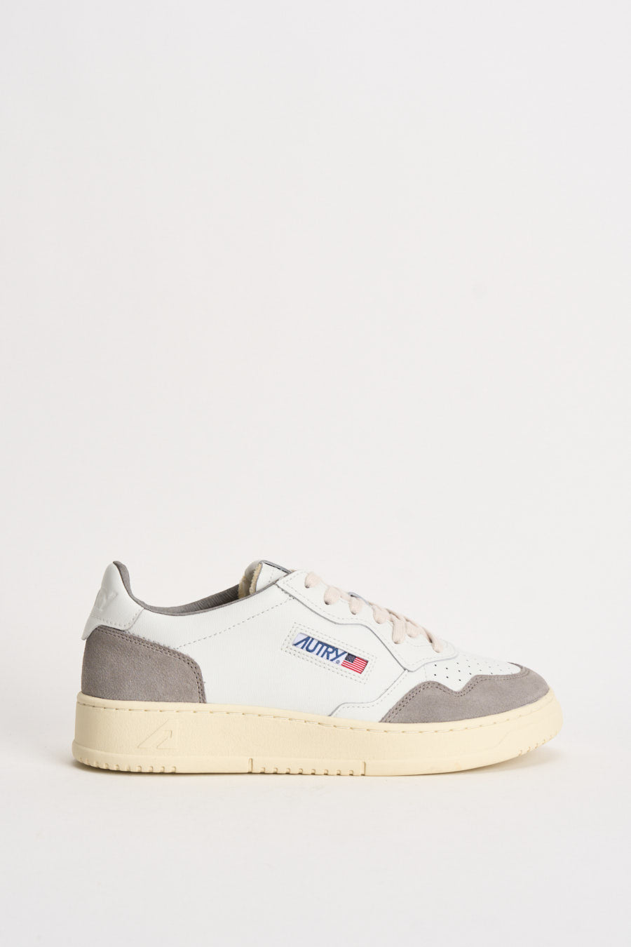 Sneakers uomo Medalist Low in suede bianca e grigia AULM FT15 AUTRY 