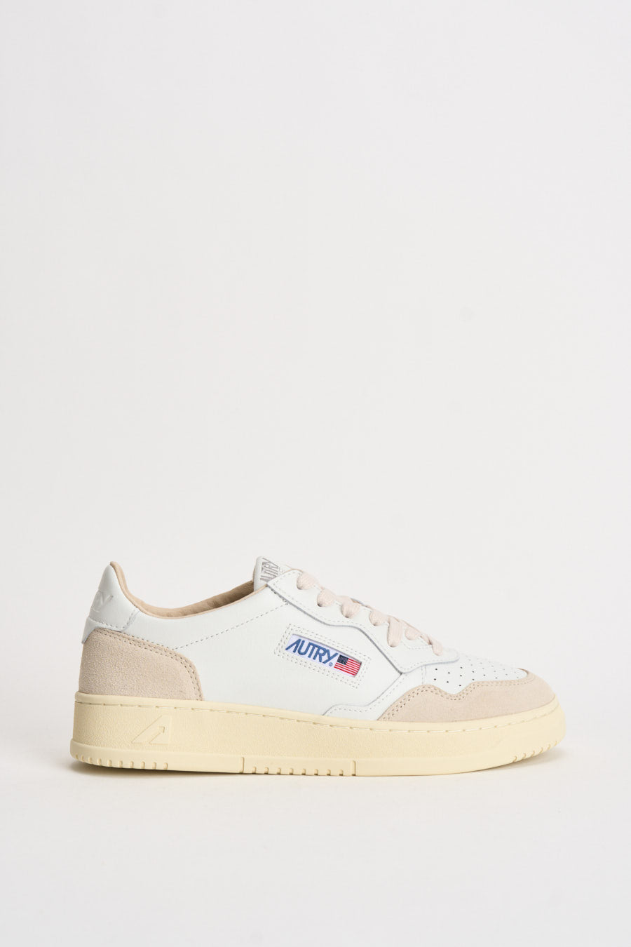 Sneakers uomo Medalist Low in suede bianca e panna AULM LS33 AUTRY 
