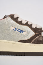 Sneakers donna Medalist Low argento e marrone AULW YB02 AUTRY 