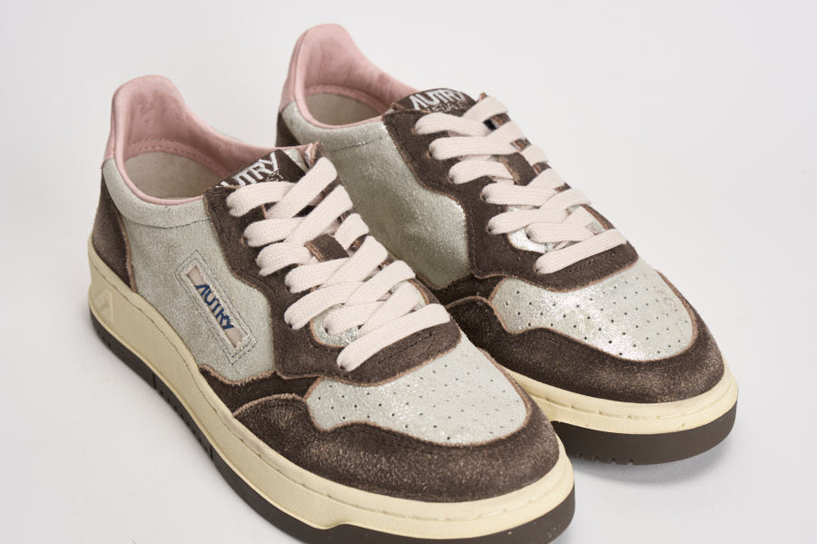 Sneakers donna Medalist Low argento e marrone AULW YB02 AUTRY 