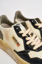 Sneakers uomo Super Vintage bianca, nera e verde militare AVLM SV06 AUTRY 