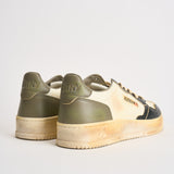 Sneakers uomo Super Vintage bianca, nera e verde militare AVLM SV06 AUTRY 