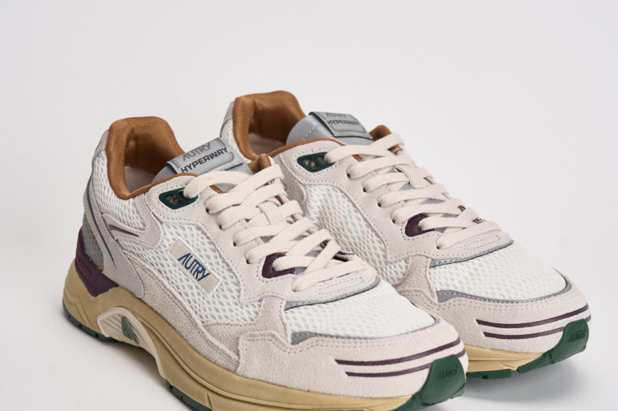 Sneakers uomo Hyperway Low in suede panna e bordeaux HYLM CI01 AUTRY 