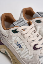 Sneakers uomo Hyperway Low in suede panna e bordeaux HYLM CI01 AUTRY 