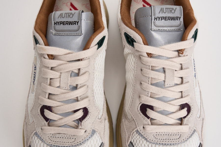 Sneakers uomo Hyperway Low in suede panna e bordeaux HYLM CI01 AUTRY 