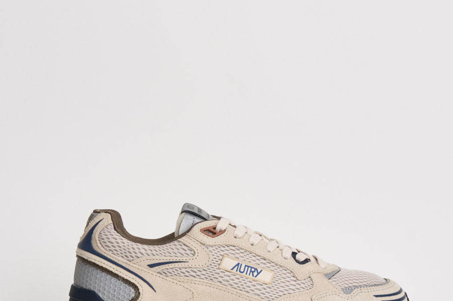 Sneakers uomo Hyperway Low in suede sabbia e blu HYLM CI05 AUTRY 