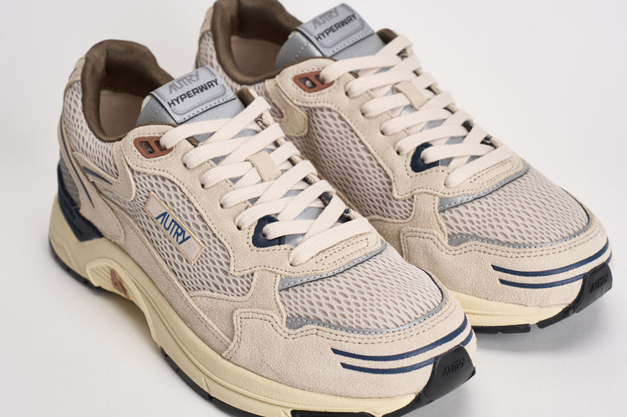Sneakers uomo Hyperway Low in suede sabbia e blu HYLM CI05 AUTRY 