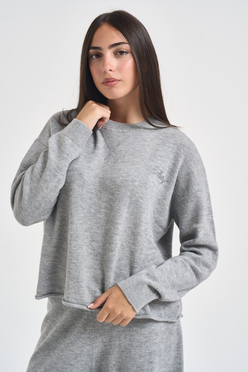 Felpa donna a girocollo grigia SEPW 149D AUTRY 