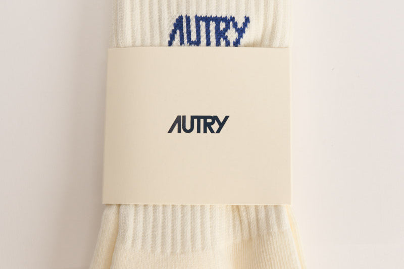 Calzini donna a costine blu e panna SOPU 0551 AUTRY 