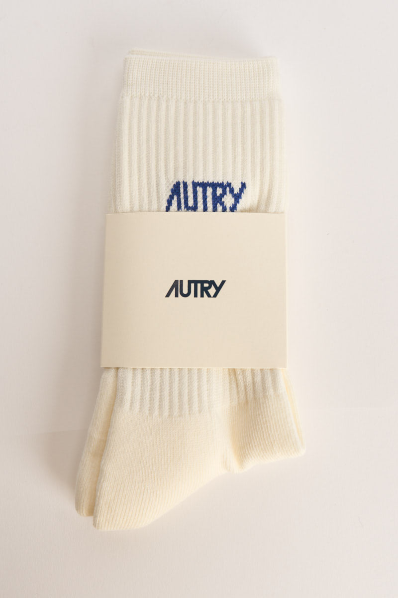 Calzini donna a costine blu e panna SOPU 0551 AUTRY 