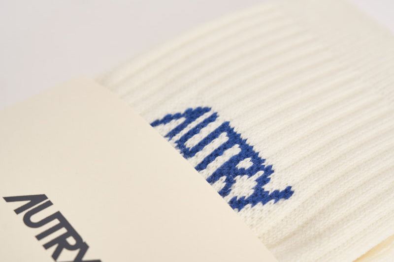 Calzini donna a costine blu e panna SOPU 0551 AUTRY 