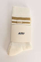 Calzini donna jacquard con righe in lurex oro SOPUD 0588 AUTRY 