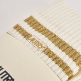 Calzini donna jacquard con righe in lurex oro SOPUD 0588 AUTRY 