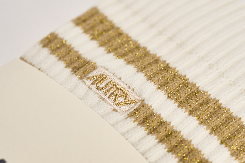 Calzini donna jacquard con righe in lurex oro SOPUD 0588 AUTRY 